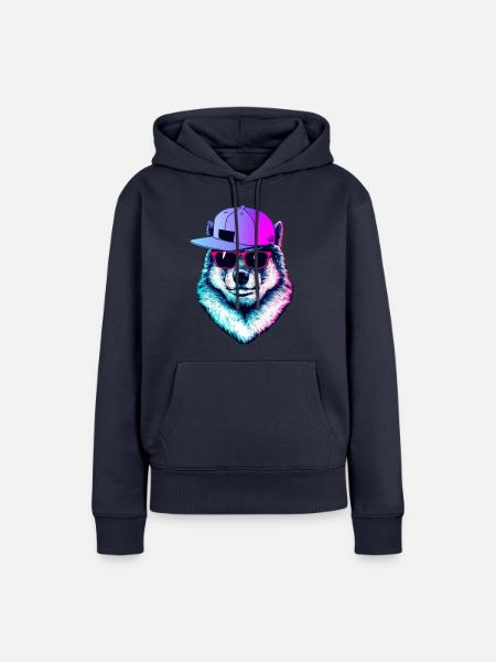 Cooler Wolf - Frauen Premium Bio Hoodie - Navy