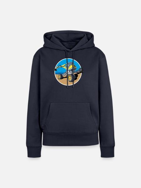 Er baggert dort wo andere Bagger niemals hinkommen - Frauen Premium Bio Hoodie - Navy