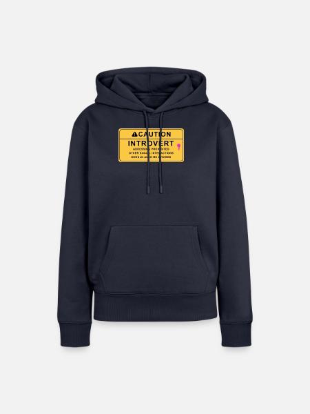 Caution Introvert - Frauen Premium Bio Hoodie - Navy