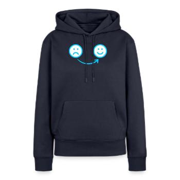 Côlon souriant - Sweat à capuche Premium bio Femme - bleu marine - Devant - Julia (174cm)