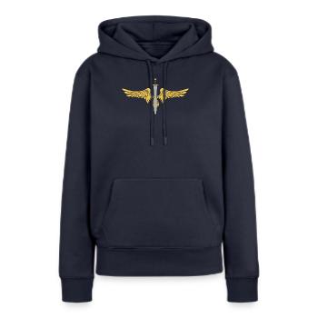 Aile - Sweat à capuche Premium bio Femme - bleu marine - Devant - Julia (174cm)