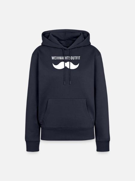 Weihnachtsoutfit mit Schnurrbart - Frauen Premium Bio Hoodie - Navy