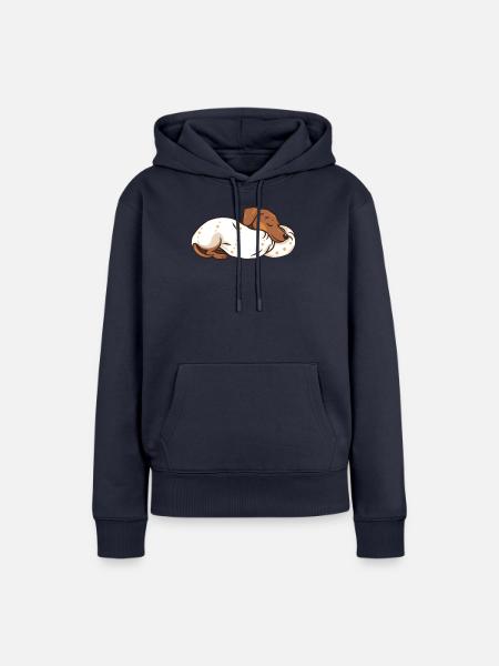 Schlafender Hund Dachshund Hunde Geschenk - Frauen Premium Bio Hoodie - Navy
