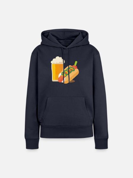 Bier und Hot Dog - Frauen Premium Bio Hoodie - Navy