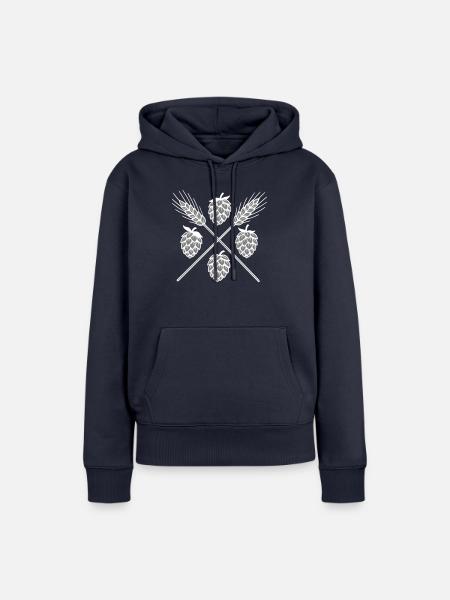 Hopfen und Gerste - Bier - Frauen Premium Bio Hoodie - Navy