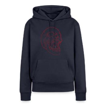 Silent Fall - Crâne en rouge - Sweat à capuche Premium bio Femme - bleu marine - Devant - Julia (174cm)