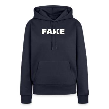 Faux - Sweat à capuche Premium bio Femme - bleu marine - Devant - Julia (174cm)