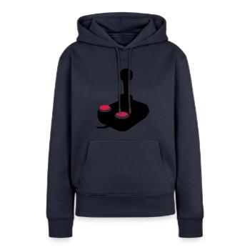 manette jeux video joystick paddle1 - Sweat à capuche Premium bio Femme - bleu marine - Devant - Julia (174cm)