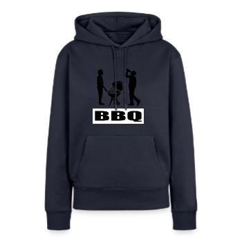 BBQ - Frauen Premium Bio Hoodie - Navy - Vorne - Julia (174cm)