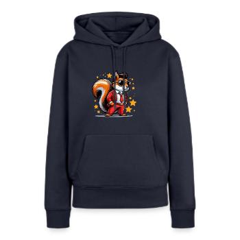 Écureuil superstar - Sweat à capuche Premium bio Femme - bleu marine - Devant - Julia (174cm)