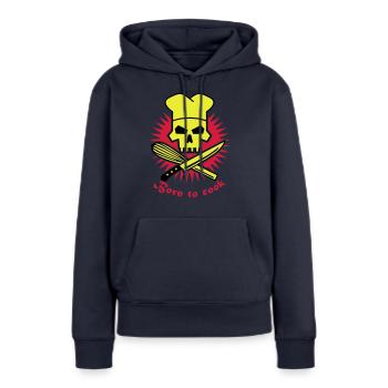 born_to_cook_3c - Frauen Premium Bio Hoodie - Navy - Vorne - Julia (174cm)