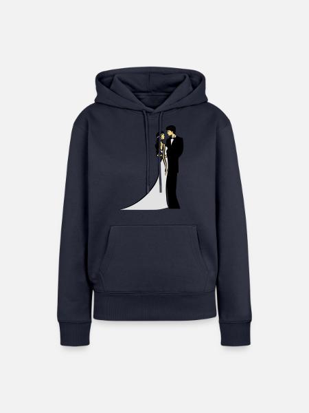 Heirat glücklich ehe - Frauen Premium Bio Hoodie - Navy