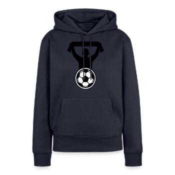 Football Fan - Sweat à capuche Premium bio Femme - bleu marine - Devant - Julia (174cm)