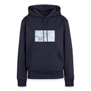 Majestätischer Eisbär in der Arktis 🐻❄️ - Frauen Premium Bio Hoodie - Navy - Vorne - Julia (174cm)