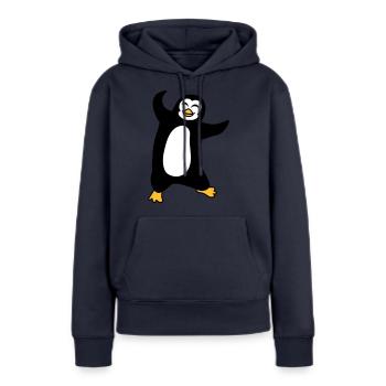 pinguin tanzen gluecklich froehlich vogel springen - Frauen Premium Bio Hoodie - Navy - Vorne - Julia (174cm)