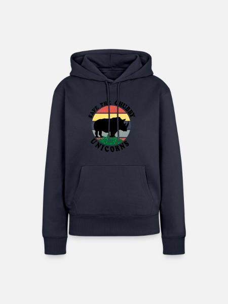 RETTET DAS MOLLIGE EINHÖRNER SHIRT - Frauen Premium Bio Hoodie - Navy