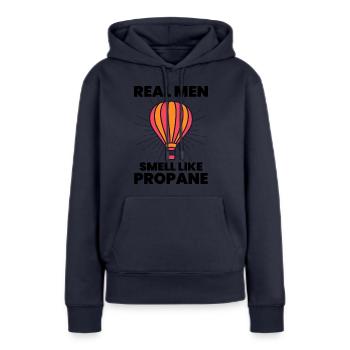 Montgolfière Montgolfière Montgolfière - Sweat à capuche Premium bio Femme - bleu marine - Devant - Julia (174cm)