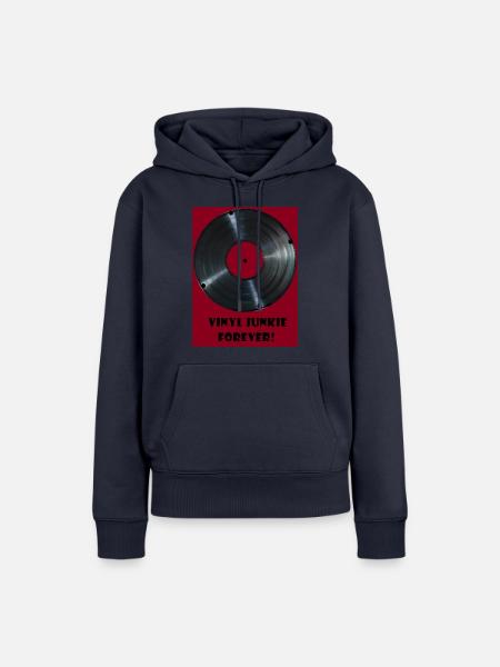 Vinyl Junkie forever - rot - Frauen Premium Bio Hoodie - Navy