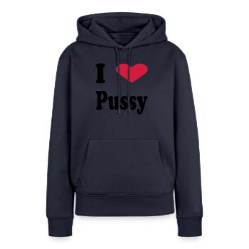 i heart pussy - Frauen Premium Bio Hoodie - Navy - Vorne - Julia (174cm)