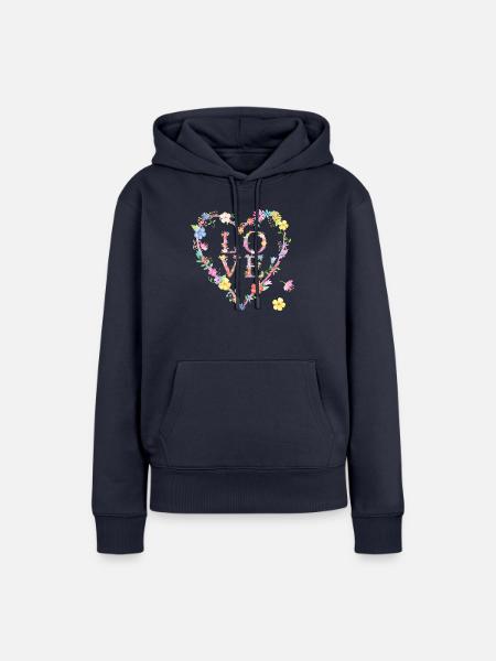 Blüten Herz und Liebe - Frauen Premium Bio Hoodie - Navy