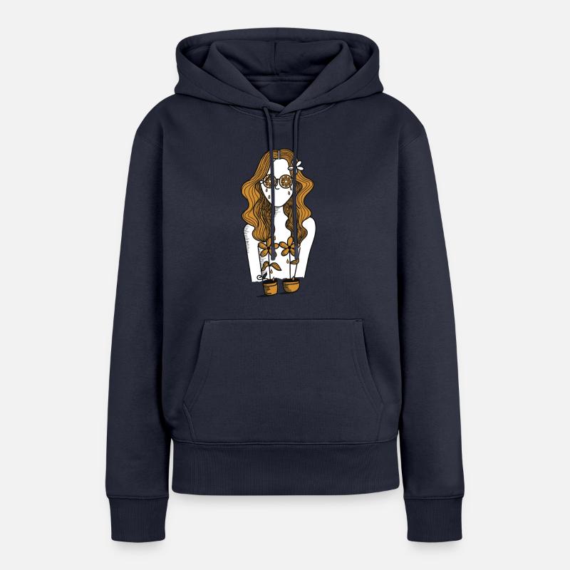 Fille de fleurs bizarre new Age hippie - Sweat à capuche Premium bio Femme - bleu marine
