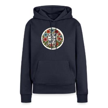Cultivez à votre façon - Sweat à capuche Premium bio Femme - bleu marine - Devant - Julia (174cm)
