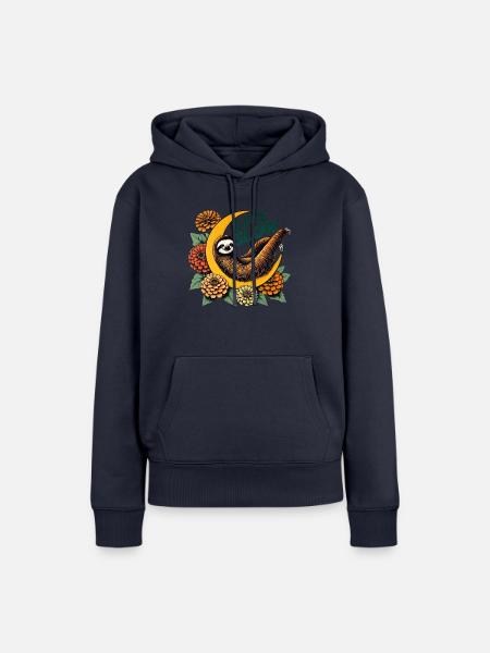 Lebe Slow Sloth - Frauen Premium Bio Hoodie - Navy