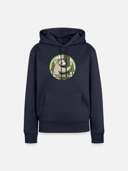 Baumumarmer Bär - Frauen Premium Bio Hoodie - Navy
