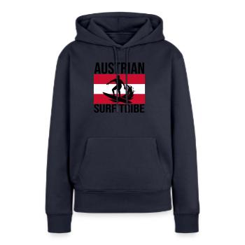 Austrian Surf Tribe Surfshirt - Frauen Premium Bio Hoodie - Navy - Vorne - Julia (174cm)