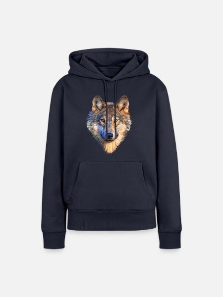 Wolf - Frauen Premium Bio Hoodie - Navy