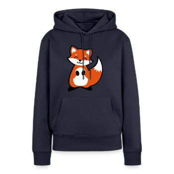 Niedlicher Fuchs Tierkind / Cute fox animal child - Frauen Premium Bio Hoodie - Navy - Vorne - Julia (174cm)