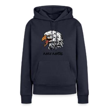 Kara Kartal, Black Eagle - Sweat à capuche Premium bio Femme - bleu marine - Devant - Julia (174cm)