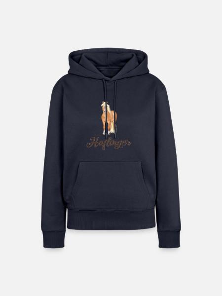 Haflinger mit dunkler Schrift - Frauen Premium Bio Hoodie - Navy