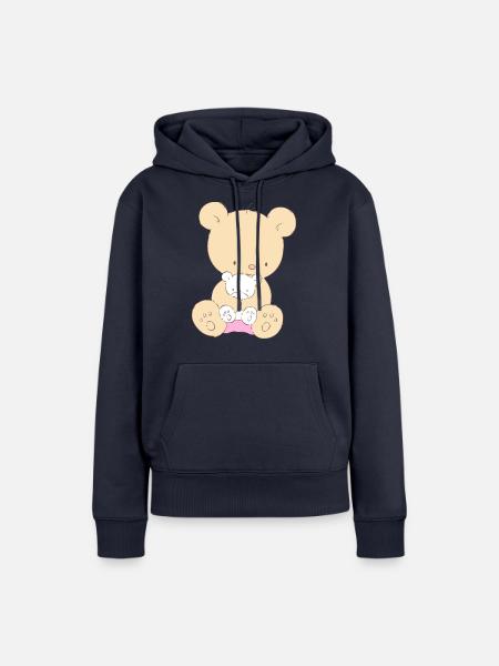 Bear with Teddy Bear - Frauen Premium Bio Hoodie - Navy