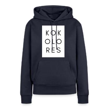 KOKOLORES - Frauen Premium Bio Hoodie - Navy - Vorne - Julia (174cm)