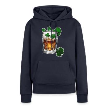 Shamrock / Whisky / Alcool / Bonheur / Pub irlandais - Sweat à capuche Premium bio Femme - bleu marine - Devant - Julia (174cm)