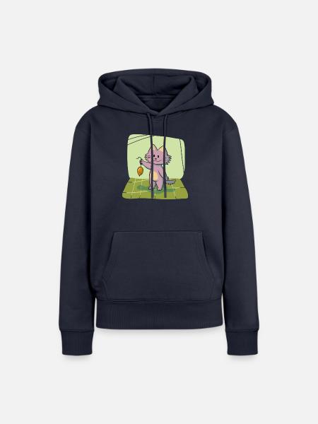 Katze mit Maus - Frauen Premium Bio Hoodie - Navy