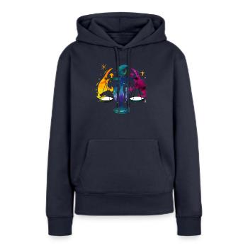 La balance astro - Sweat à capuche Premium bio Femme - bleu marine - Devant - Julia (174cm)