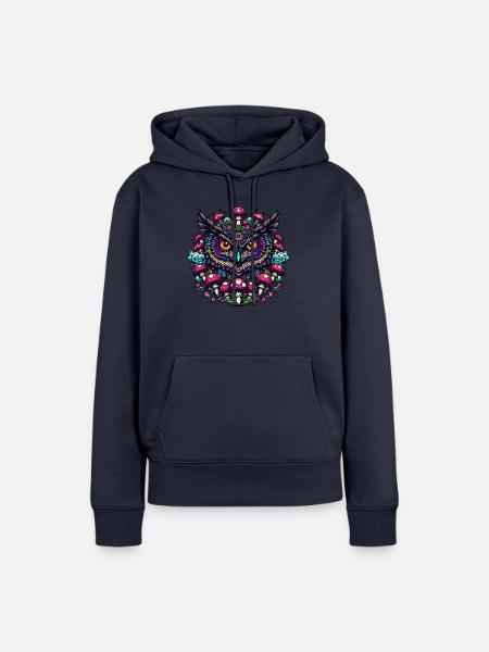 Psychedelische Eule - Frauen Premium Bio Hoodie - Navy