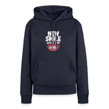 Neues Lächeln Who dis - dental - Frauen Premium Bio Hoodie - Navy - Vorne - Julia (174cm)