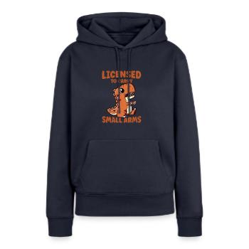 Autorisé à porter des armes légères - trex - Sweat à capuche Premium bio Femme - bleu marine - Devant - Julia (174cm)