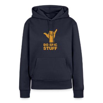 Do Epic Stuff - surfeur - Sweat à capuche Premium bio Femme - bleu marine - Devant - Julia (174cm)