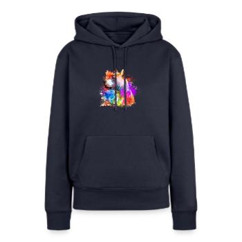 American Bullterrier mit Aquarell-Design - - Frauen Premium Bio Hoodie - Navy - Vorne - Julia (174cm)