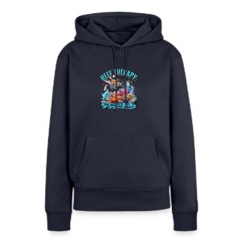 Reef therapy: Dive deep, find serenity - Reef - Women’s Premium Organic Hoodie - navy - Front - Julia (174cm)