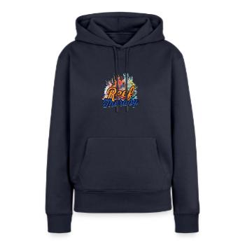 Rifftherapie - Reef - Frauen Premium Bio Hoodie - Navy - Vorne - Julia (174cm)