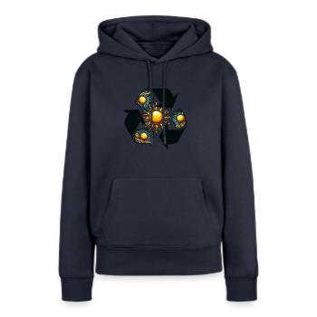 Recycling Sonne - Frauen Premium Bio Hoodie - Navy - Vorne - Julia (174cm)