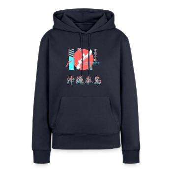 Okinawa Streetwear - Frauen Premium Bio Hoodie - Navy - Vorne - Julia (174cm)
