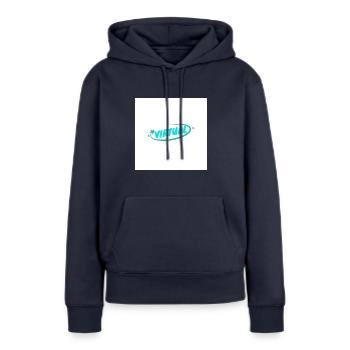 Streetwear - Sweat à capuche Premium bio Femme - bleu marine - Devant - Julia (174cm)