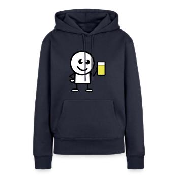 drink - Frauen Premium Bio Hoodie - Navy - Vorne - Julia (174cm)