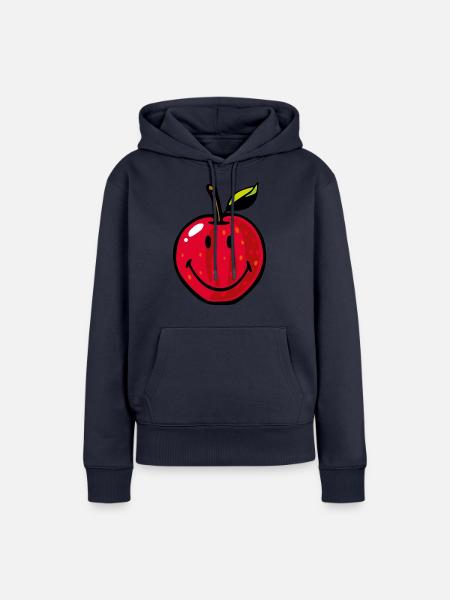 Smiley Red Apple - Frauen Premium Bio Hoodie - Navy
